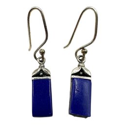 Vintage Sterling Silver Lapis Stone Dangle Earrings