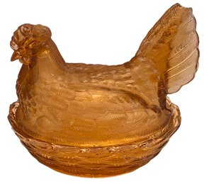 Large Amber Glass Nesting Hen