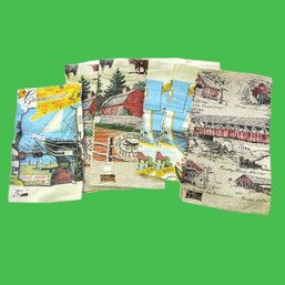 Five Vintage Kay Dee Linen Tea Towel Featuring Places In CT (C)