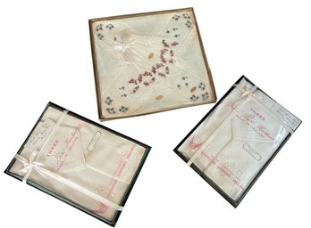Three Boxes Of Irish Lace Ladies Handkerchiefs