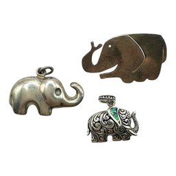 Vintage Sterling Silver Elephant Pendant Lot