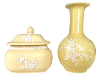 Vintage Wedgwood Vanity Box And Chinese Bud Vase