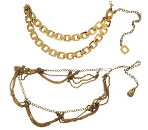 Two Gold Tone Ladies Chain Belts Including St. John
