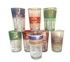 Eight Vintage Bohemian Art Glass Tumblers