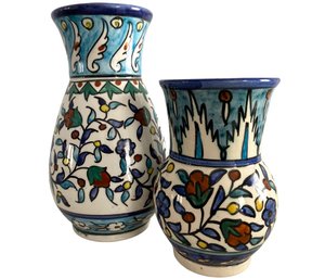 Two Armenian Hand Painted Porcelain Vases From Jerusalem