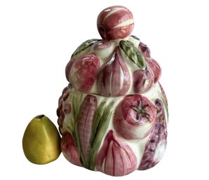 Large Mid Century Ceramic Fruit And Vegetable Cookie Jar