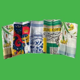 Five Vintage Irish Linen Tea Towels (E)