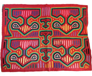 1960s Panamanian Kuna Mola Folk Art Reverse Applique Textile Wall Art