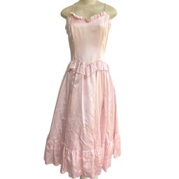 Very Vintage Gunne Sax Pink Satin Gown By Jessica McClintock