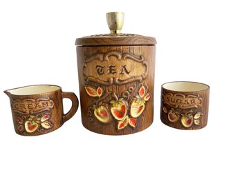 Mid Century Treasure Craft Ceramic Tea Jar Set