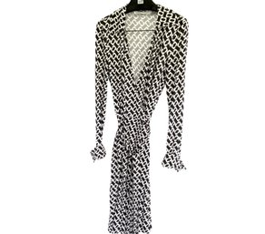 Vintage Diane Von Furstenberg Black And White Wrap Dress.
