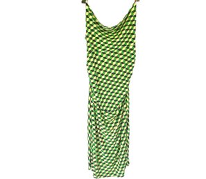 Vintage Diane Von Furstenberg Silk Slip Dress Geometric Blue And Green