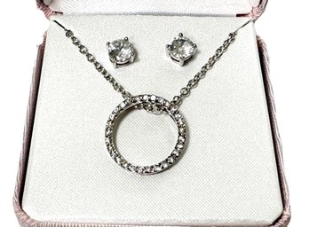 Genuine Cubic Zirconia Earrings And Necklace - Original Packaging