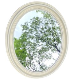 Vintage Faux Wood Grain Painted Oval Mirror