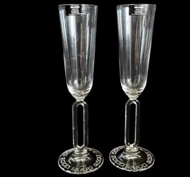 Pair Of Riedel Crystal Sommeliers Champagne Flutes '2000 Millennium'