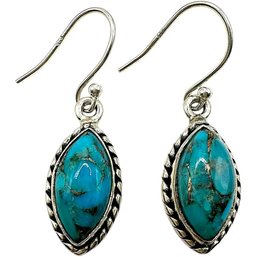 Sterling Silver Turquoise Stone Dangle Earrings