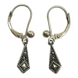 Vintage JUDITH JACK Sterling Silver Marcasite Dangle Earrings