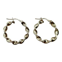 Vintage Italian Sterling Silver Twisted Hoop Earrings