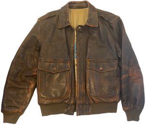 Men's Vintage Distressed Leather Bomber Jacket By Mirage