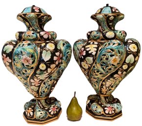Very Large Vintage Capodimonte Vase Lamp Bases
