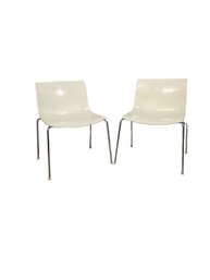 Pair Of Arper Catifia 46 White Stacking Chairs