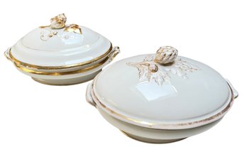 Pair Of Vintage Porcelain Covered Casserole Bowls