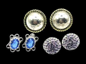 Vintage Lot With Three Sets Of Sterling Silver Earrings