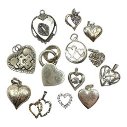 Vintage Sterling Silver Heart Pendant Lot