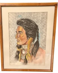 Native American Watercolor By E Dyer