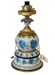 Italian Hand Painted Gold Leaf Reproduction Oil Lamp Cira. 1940’s/50’s