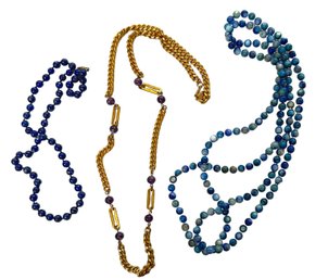 Lapis, Sodalite And Amethyst Beads - Includes Miriam Haskell - 3 Neckpieces
