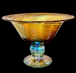 Large IRIDESCENT SWRIL Pedestal Bowl