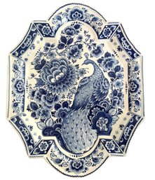 Vintage Delfts Handwerk Plate With Peacock