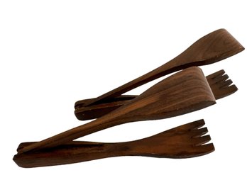 Two Walnut Serving Tongs