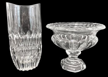 Crystal Vase And Pedestal Bowl