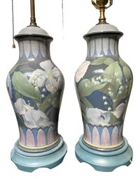 Fine Pair Of Porcelain Vases Table Lamps