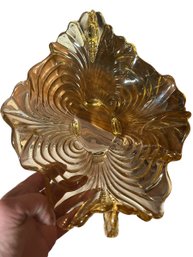 Vintage Mid-Century Amber Yellow Glass Dish