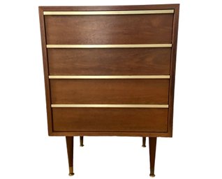 MCM John Keal For Brown Saltman Walnut Chest Of Drawers With Metal Accent Pulls(B)