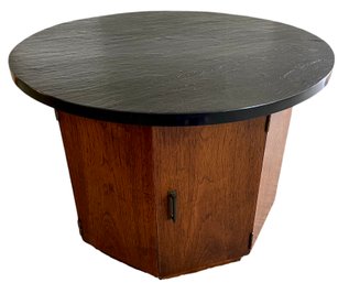 Mid Century Octagonal End Table With Slate Top