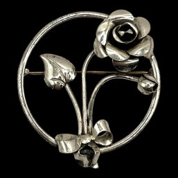 Vintage Sterling Silver BEAU Floral Brooch