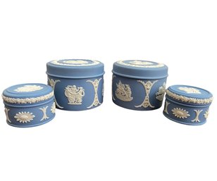 Four Vintage Wedgwood Jasperware Round Trinket Boxes