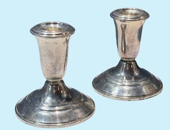 Pair Of Sterling Silver Candle Holders 8.48 Ozt