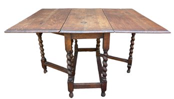 Antique Drop Leaf Victorian Table With Barley Legs