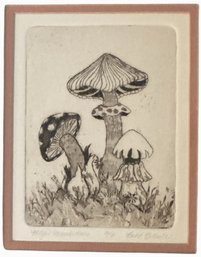 Vintage Signed Artist Proof Lithograph 'Magic Mushrooms' By Ruth Breuke