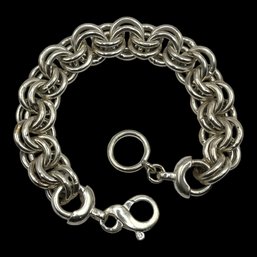 Vintage Italian Sterling Silver Multi Open Circle Linked Bracelet