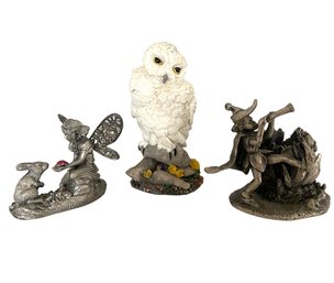 Woodland Fairies And Owl Figurines