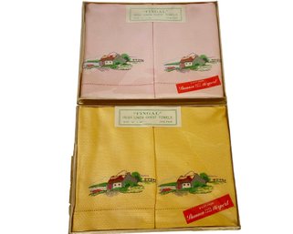 Two Pairs Of Old Stock Vintage 'Fingal' Irish Linen Guest Towels