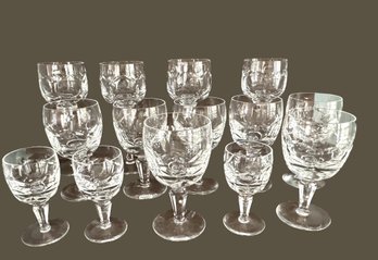 Fine Atlantis 'Faro' Vintage Crystal Wine Glasses -14 Pcs