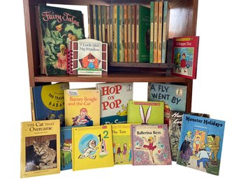 Large Collection Of Mid Century Children's Books & Folding Book Rack