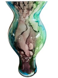 STUNNING Blown Glass Watercolor Vase